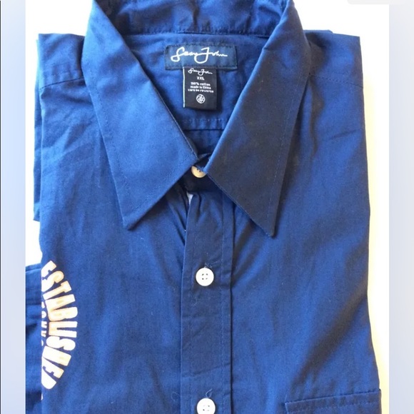 Sean Jean Men Dress Shirt Blue Long Sleeve Graphic Printed Porter XXL Cotton - Picture 9 of 12